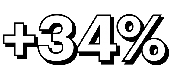 +34%