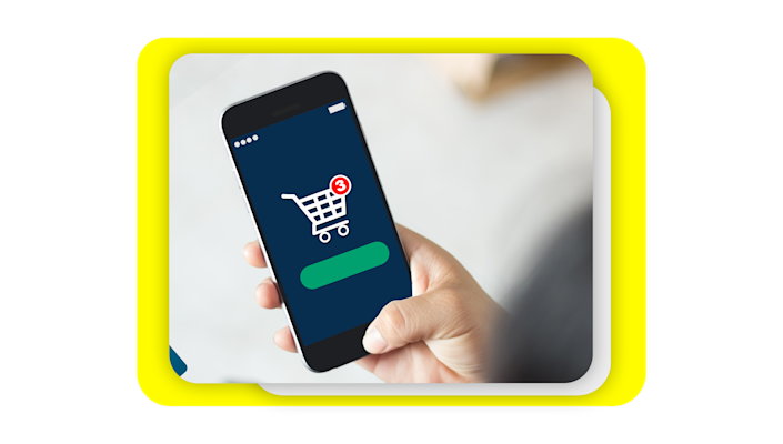Mobile device showing someone adding a item to their shopping cart