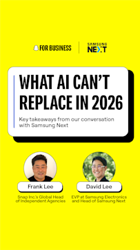 AI transformation discussion for independent agencies with Samsung Next and Snap for Business leaders.