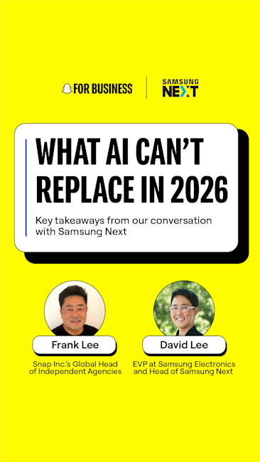 AI transformation discussion for independent agencies with Samsung Next and Snap for Business leaders.