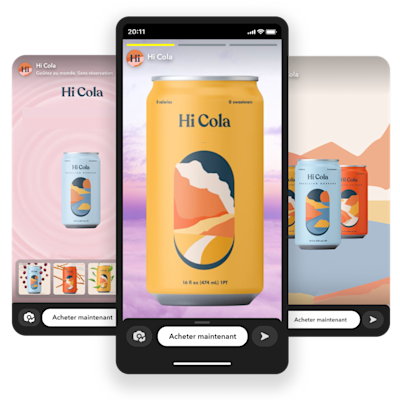 Publicites Snapchat verticales affichees sur mobile mettant en avant des formats publicitaires polyvalents et performants.