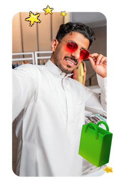 Man in sunglasses taking a selfie. 