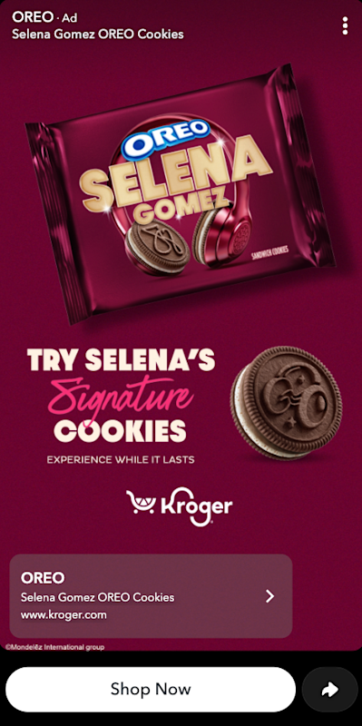 Selena Gomez Signature Oreo in collaboration with Kroger Precision Marketing and Modelez