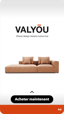 Snapchat ad for Valyou Furniture