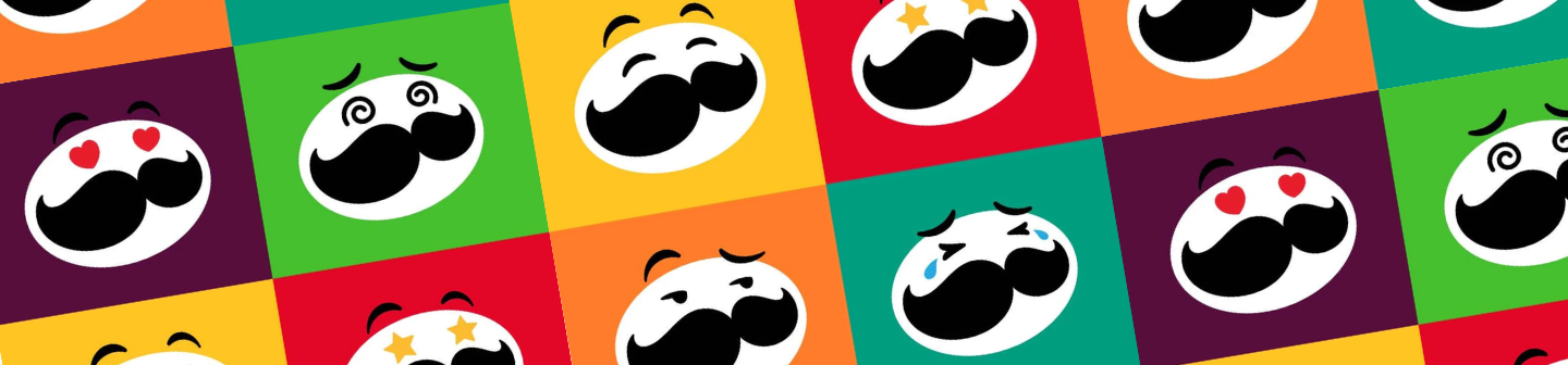 Colorful Pringles mascot pattern used in Snapchat Brand Awareness Ads creative.