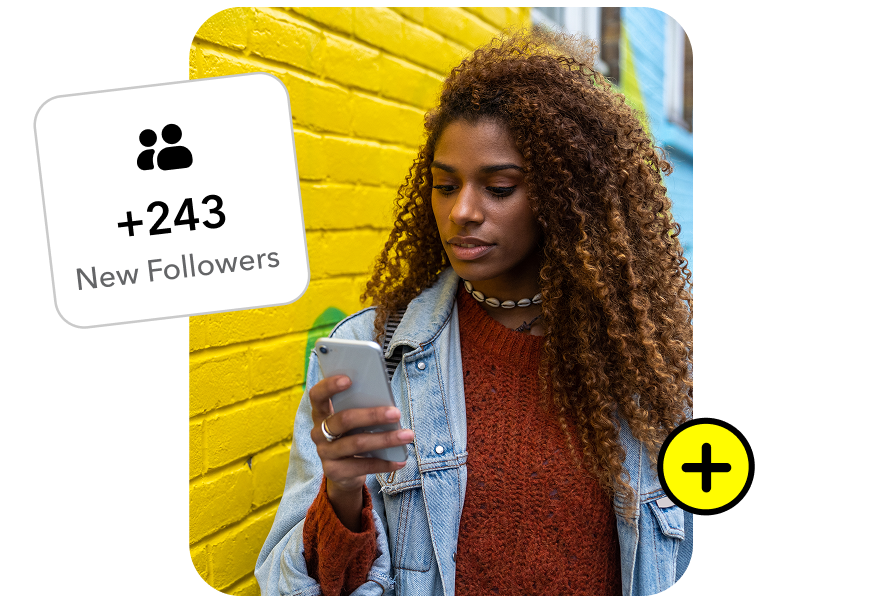 Creator checks growth on mobile after using Snapchat Promote Feature to expand influence and community.