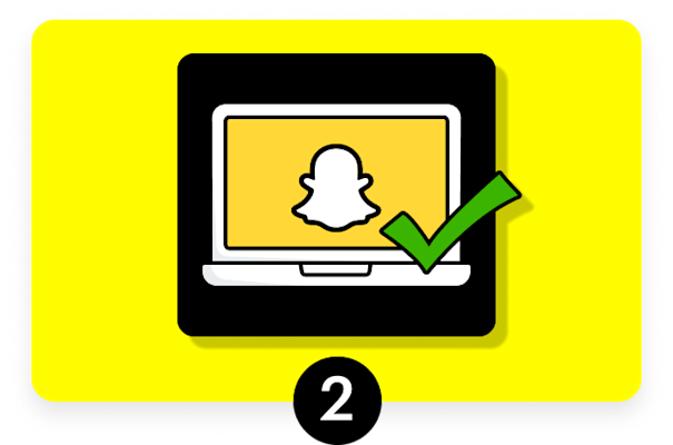 Snap Ghost appearing on a laptop with a checkmark.